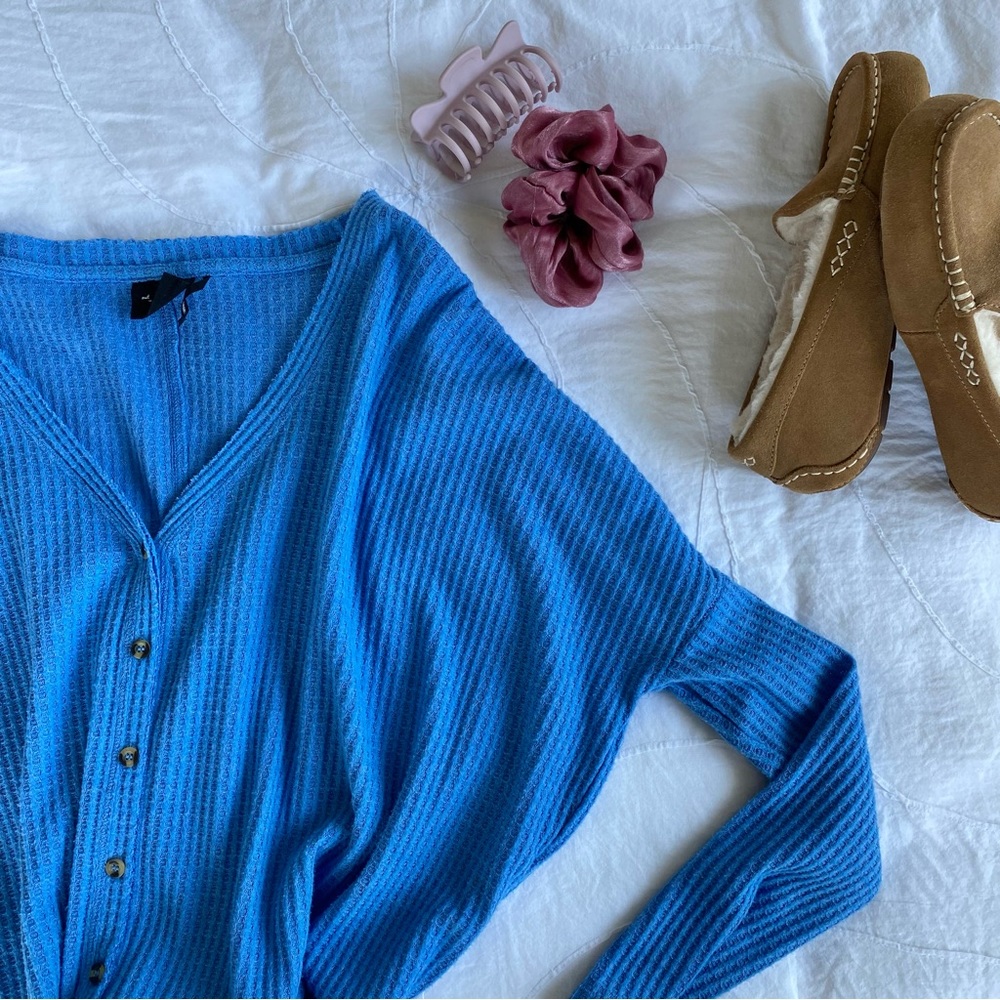 Blue Urban Outfitters Out From Under Waffle Knit Top XS